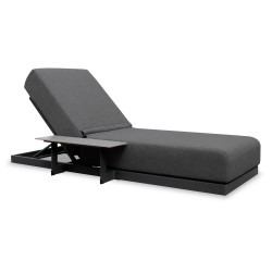 Γκρι Ξαπλώστρα αλουμινίου με ενσωματωμένο Τραπεζάκι