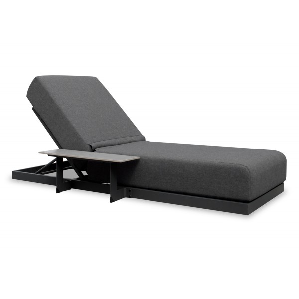 Γκρι Ξαπλώστρα αλουμινίου με ενσωματωμένο Τραπεζάκι