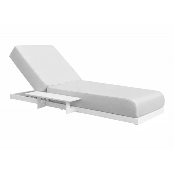 Λευκή Ξαπλώστρα αλουμινίου με ενσωματωμένο Τραπεζάκι