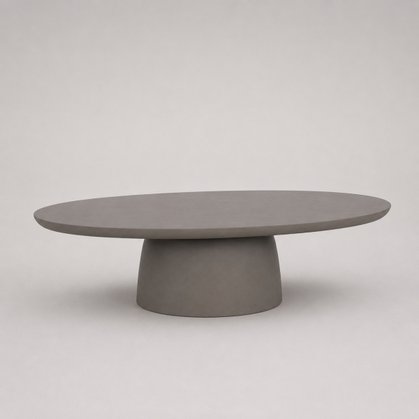 Οβάλ Γκρι Coffee Table Ινοτσιμέντου