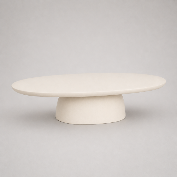 Οβάλ Κρεμ Coffee Table Ινοτσιμέντου