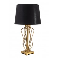 Μεταλλική Χρυσή Λάμπα με Μαύρο Καπέλο