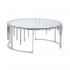 Μεταλλικό Ασημί Στρογγυλό Coffee Table με Γυαλί