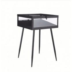 Μεταλλικό Μαύρο Τραπεζάκι με Γυαλί