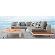 Aluminum Corner Sofa with Teak Wood Aluminum Corner Sofa with Teak Wood