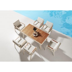 Nofi Τραπεζαρία Αλουμινίου με Ξύλο Teak set 7 Τεμαχίων  Nofi Τραπεζαρία Αλουμινίου με Ξύλο Teak set 7 Τεμαχίων