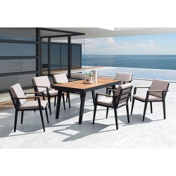 Emoti Τραπεζαρία Αλουμινίου με Ξύλο Teak set 7 Τεμαχίων  Emoti Τραπεζαρία Αλουμινίου με Ξύλο Teak set 7 Τεμαχίων
