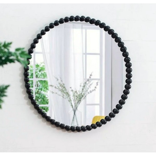 Μεταλλικός Μαύρος Στρογγυλός Καθρέφτης