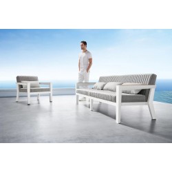 Καθιστικό Λευκού Αλουμινίου με Γκρι Μαξιλάρια 