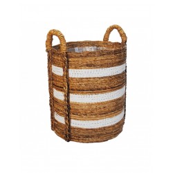 Καλάθι Abaca με Λευκή Ρίγα  40cm