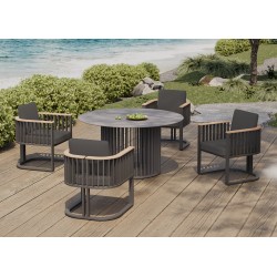 Στρογγυλό Τραπέζι Αλουμινίου με Sintered Stone Top