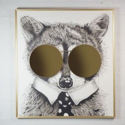 Πίνακας "Racoon Thug Life" με Ασημί καθρέφτη MDF/Καμβάς 