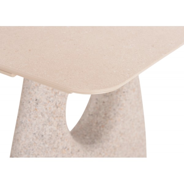 Επεκτεινόμενο Τραπέζι με Cream Sintered Stone Top και Πόδια πέτρας Frp Επεκτεινόμενο Τραπέζι με Cream Sintered Stone Top και Πόδια πέτρας Frp