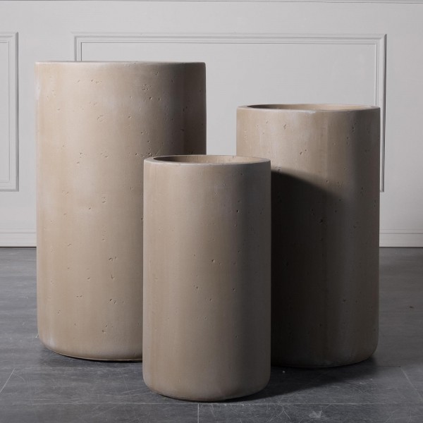 Γλάστρα Πήλινη Κύλινδρος "Rocky" Μπεζ L 