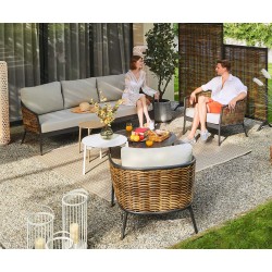 Καθιστικό Αλουμινίου Γκρι με Καφέ Polyrattan Σετ 5 τεμαχίων 