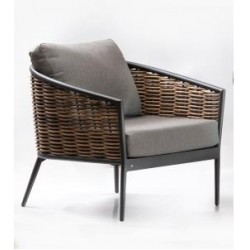 Καθιστικό Αλουμινίου Γκρι με Καφέ Polyrattan Σετ 5 τεμαχίων 