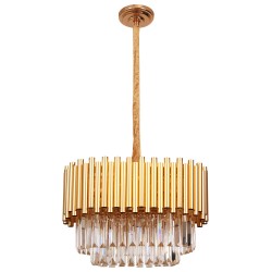 Χρυσός Μεταλλικός Πολυέλαιος με Κρύσταλλα