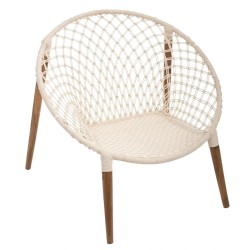 WOODEN  KNITING COTTON ARM CHAIR