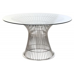 METAL GLASS ROUND DINNING TABLE