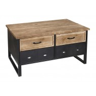 Coffee Table Μέταλλο Ξύλο με Συρτάρια