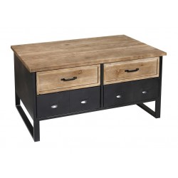 Coffee Table Μέταλλο Ξύλο με Συρτάρια
