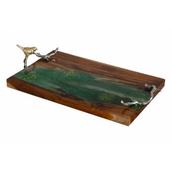 Ξύλινος Δίσκος με Ρητίνη και Χερούλια Αλουμινίου Ξύλινος Δίσκος με Ρητίνη και Χερούλια Αλουμινίου