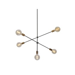 Μεταλλικό Μαύρο Φωτιστικό Οροφής με Μπρονζέ Τελείωμα. 5φωτο  Μεταλλικό Μαύρο Φωτιστικό Οροφής με Μπρονζέ Τελείωμα. 5φωτο