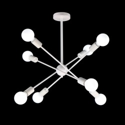 Φωτιστικό Οροφής Λευκό με Μεταλλικές Βέργες 8 Λάμπες