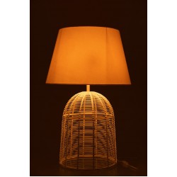 Bamboo white table lamp large