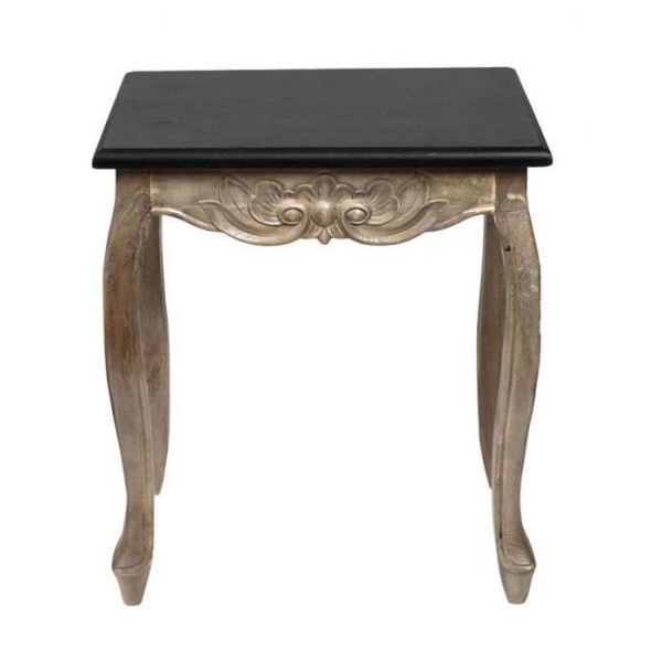 Ξύλινο Side Table με Μαύρη Επιφάνεια.