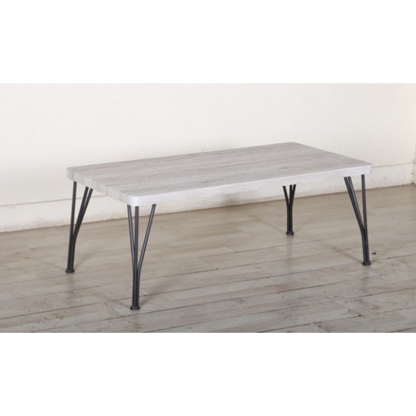 ΓΚΡΙ COFFEE TABLE MDF ME ΜΕΤΑΛΛΙΚΑ ΠΟΔΙΑ